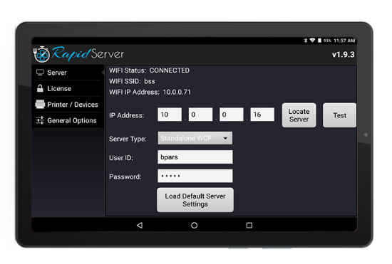 RapidServer Settings	