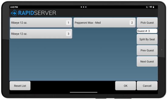 RapidServer Split Ticket by Seat