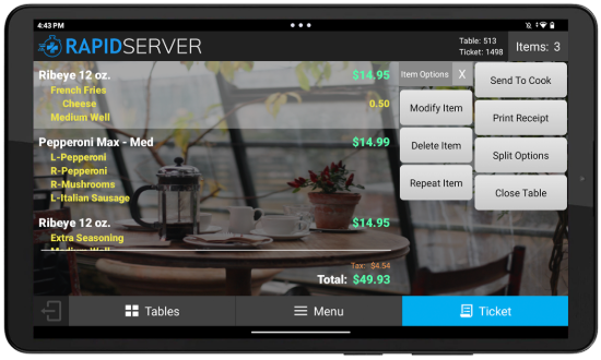 RapidServer Table Ticket Review