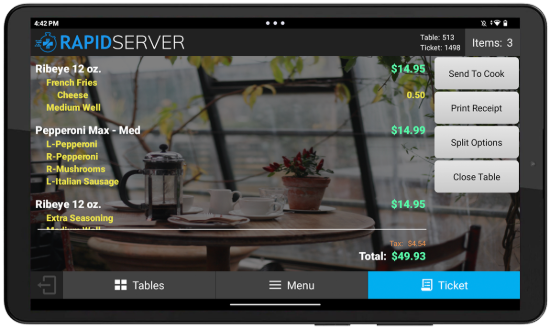 RapidServer Table Ticket Review